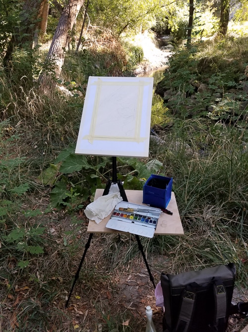 This is my setup to paint outside in plein air